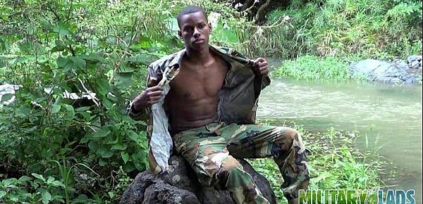  Cock-strong twink soldier by the river
